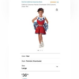 California Costumes Patriotic Cheerleader Costume For Girls, Child Size 00411
